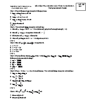 Đề kiểm tra chung Giải tích 12 (chương 2)
